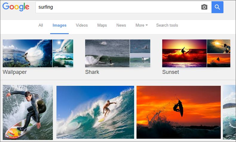 google images search results