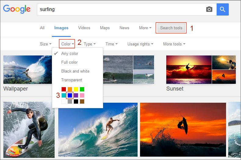 google images search by color