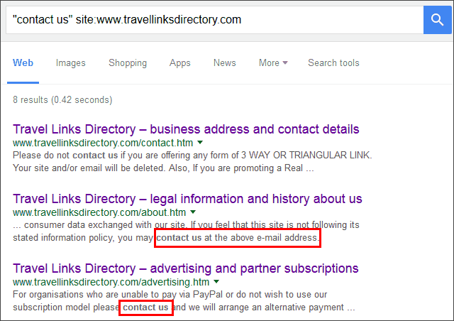 google search contact info