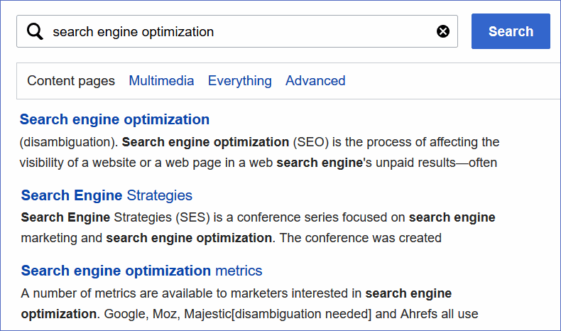 using wikipedia for keywords ideas