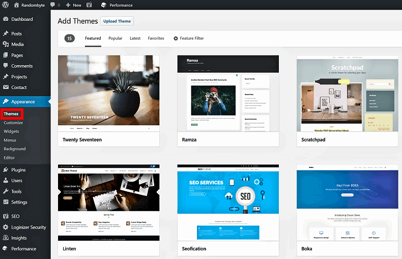 add a wordpress theme