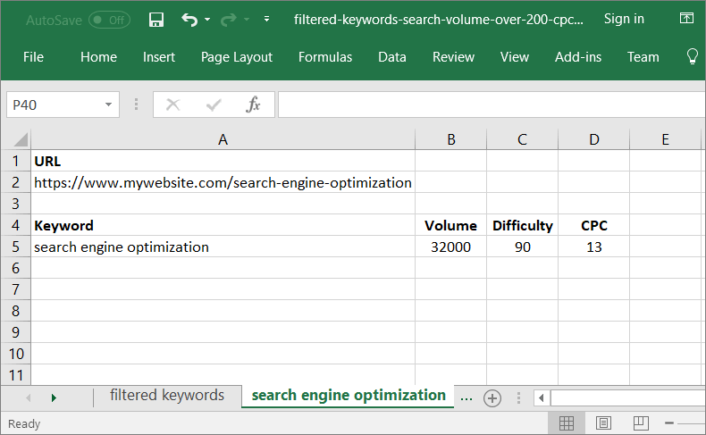 seo keywords and categories