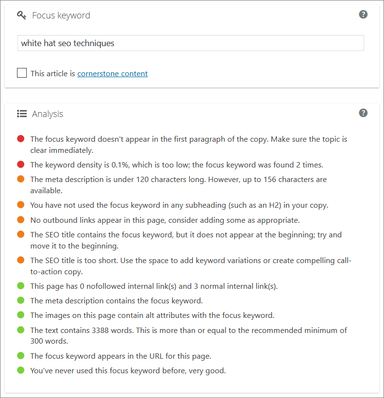 yoast focus keyword